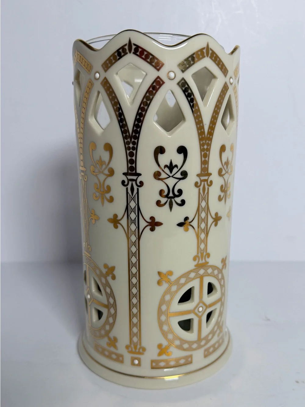 Lenox Millennium Collection Large Pierced Votive Candle Holder with Glass Liner